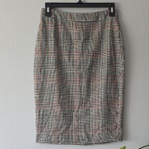 1. State Plaid Pencil Skirt in Black, White, and Red